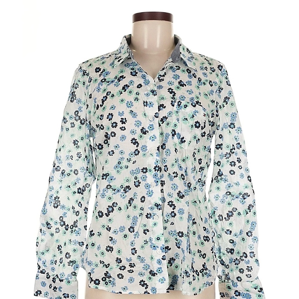 Tommy Hilfiger Blue and Green Floral Shirt